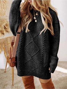 NWOT Black Heather Cable Knit Sweater Tunic